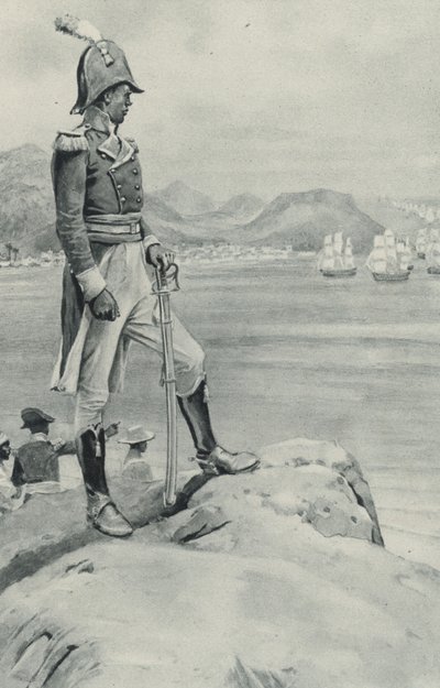 Stackars Toussaint LOuvertures död närmar sig, den svarte ledaren tittar på den kommande flottan som skickats av Napoleon för hans förstörelse av English School