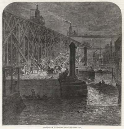 Rivningen av Blackfriars Bridge av English School