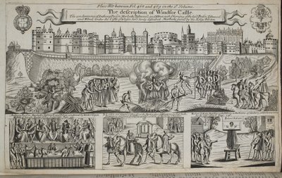 Beskrivningen av Windsor Castle, illustration från Acts and Monuments av John Foxe, nionde upplagan, pub. 1684 av English School