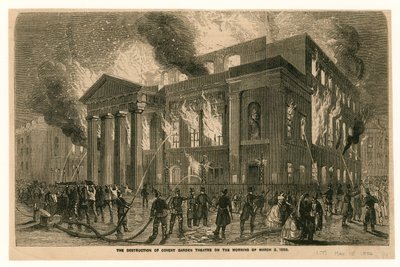 Förstörelsen av Covent Garden Theatre, London, på morgonen den 5 mars 1856 av English School