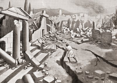 Jordbävningen i Sparta, antikens Grekland, 464 f.Kr., från Hutchinson