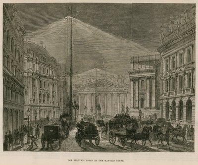 Det elektriska ljuset på Mansion House, London av English School