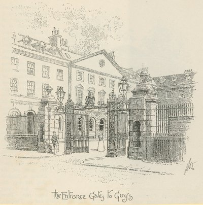 Ingångsportarna till Guys Hospital, London av English School