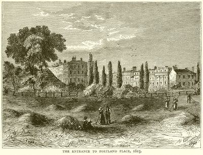 Ingången till Portland Place, 1815 av English School