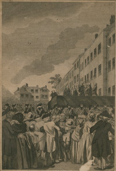 Avrättningen av de upproriska lorderna på Tower Hill (gravyr) av English School
