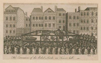 Avrättningen av de upproriska lorderna på Tower Hill (gravyr) av English School