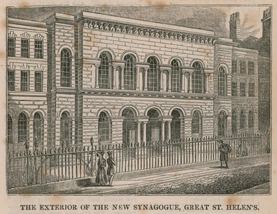 Utsidan av New Synagogue, Great St Helens, London av English School