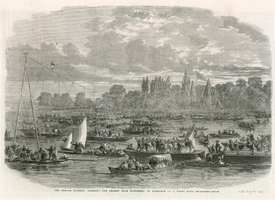 Blondinhonan korsar Themsen från Battersea till Cremorne på ett spänt rep av English School