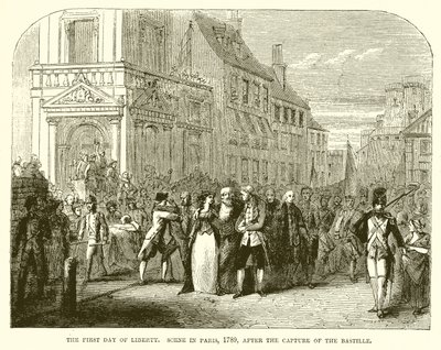 Frihetens första dag. Scen i Paris, 1789, efter intagandet av Bastiljen av English School