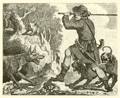 Räven och vargen (gravyr) av English School