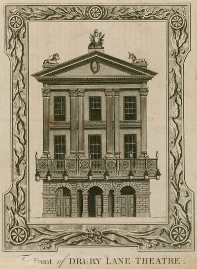 Framsidan av Drury Lane Theatre, London av English School
