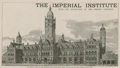 Framifrån av Imperial Institute, byggt efter design av Mr Thomas E Collcutt av English School