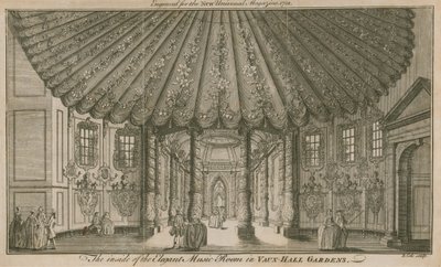 Insidan av det eleganta musikrummet (Rotunda) i Vauxhall Gardens, London av English School
