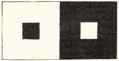 Bestrålningsillusionen av visuell perception där ett ljust område av synfältet ser större ut än ett annars identiskt mörkt område. Att stirra på den här bilden orsakar en spridning av ljus inuti ögat och har effekten att förstora bilden av en ljus av English School