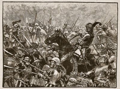 Den sista montern av Schwarz och hans tyskar, illustration från Cassells Illustrated History of England (sepiafoto) av English School
