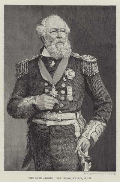 Den bortgångne amiralen Sir Provo Wallis, GCB (gravyr) av English School