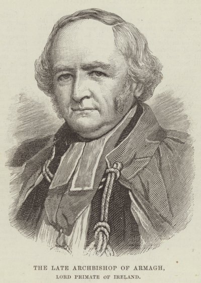 Den bortgångne ärkebiskopen av Armagh, Lord Primate of Ireland (gravyr) av English School