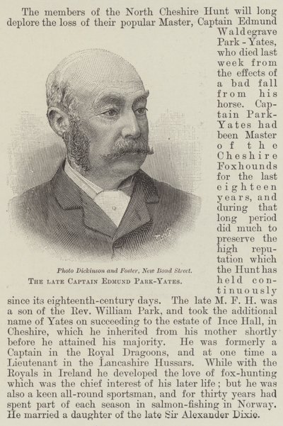Den bortgångne kaptenen Edmund Park-Yates (gravyr) av English School