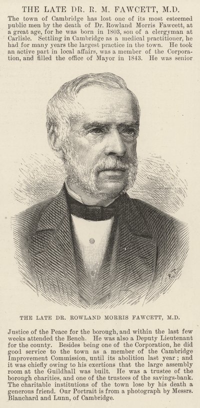 Avlidne Dr Rowland Morris Fawcett, MD (gravyr) av English School