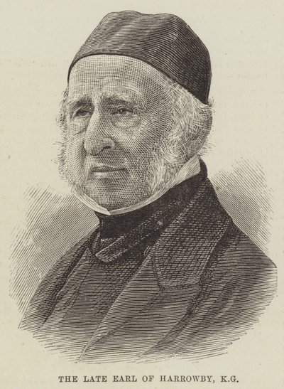 Den framlidne earlen av Harrowby, KG (gravyr) av English School