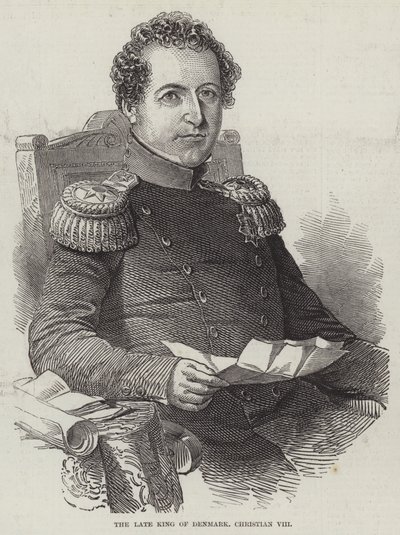 Den bortgångne kungen av Danmark, Christian VIII (gravyr) av English School