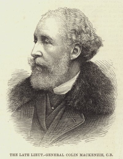 Den bortgångne generallöjtnanten Colin Mackenzie, CB (gravyr) av English School