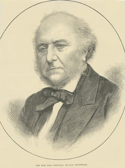 Den bortgångne Lord Westbury, ex-Lord Chancellor (gravyr) av English School