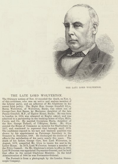 Den bortgångne Lord Wolverton (gravyr) av English School