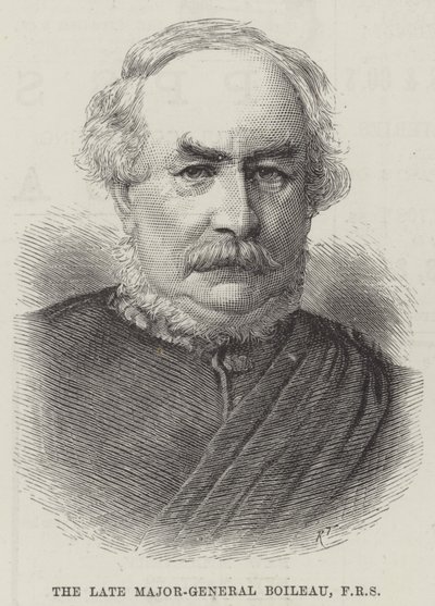 Den bortgångne generalmajoren Boileau, FRS (gravyr) av English School