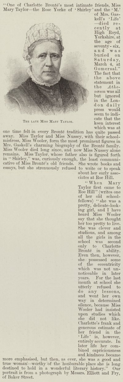 Den bortgångne fröken Mary Taylor (gravyr) av English School
