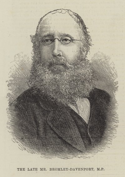 Den bortgångne herr Bromley-Davenport, MP (gravyr) av English School