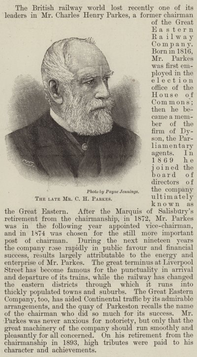 Den bortgångne Mr CH Parkes (gravyr) av English School