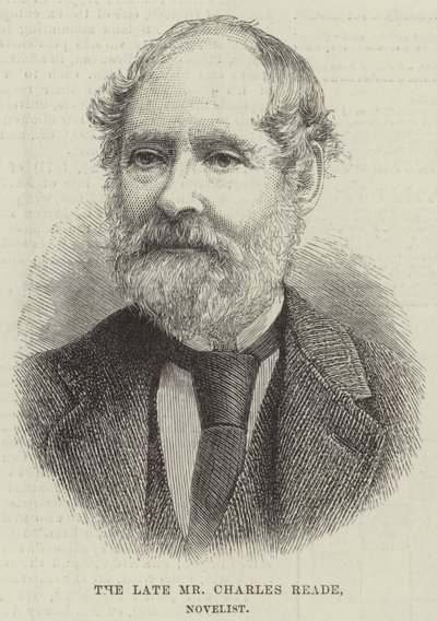 Den bortgångne herr Charles Reade, romanförfattare (gravyr) av English School