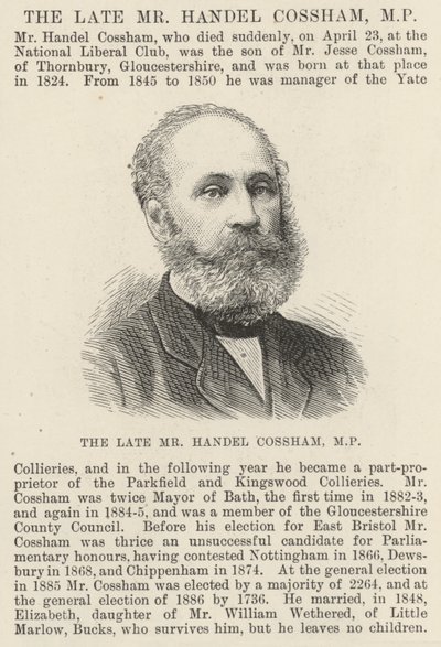 Den bortgångne herr Handel Cossham, MP (gravyr) av English School