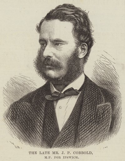 Den bortgångne Mr J P Cobbold, MP för Ipswich (gravyr) av English School