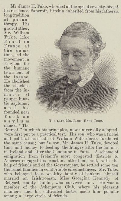 Den bortgångne herr James Hack Tuke (gravyr) av English School