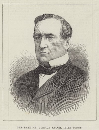 Den framlidne Mr Justice Keogh, irländsk domare (gravyr) av English School