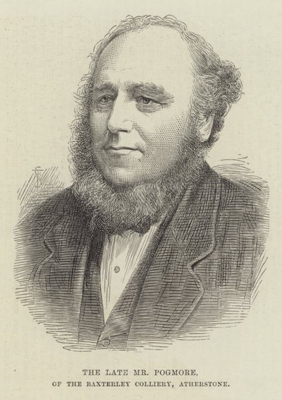 Den bortgångne Mr Pogmore, från Baxterley Colliery, Atherstone (gravyr) av English School