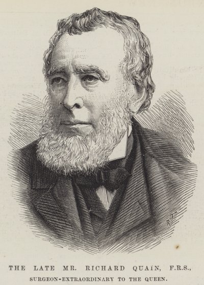 Den framlidne herr Richard Quain, FRS, kirurg-extraordinär för drottningen (gravyr) av English School