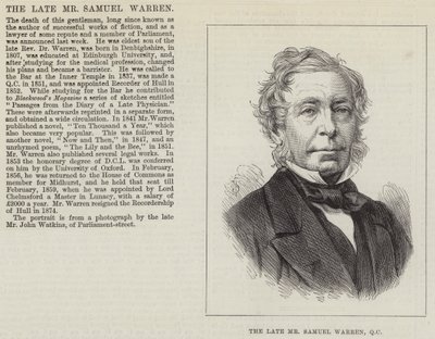 Den bortgångne Mr Samuel Warren, QC (gravyr) av English School
