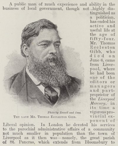Den bortgångne herr Thomas Eccleston Gibb (gravyr) av English School