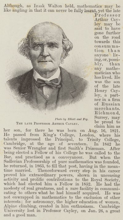 Den bortgångne professor Arthur Cayley (gravyr) av English School