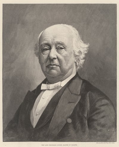 Den bortgångne professor Jowett, Master of Balliol (gravyr) av English School
