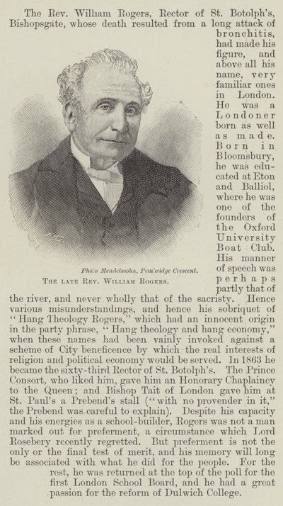 Den bortgångne pastor William Rogers (gravyr) av English School