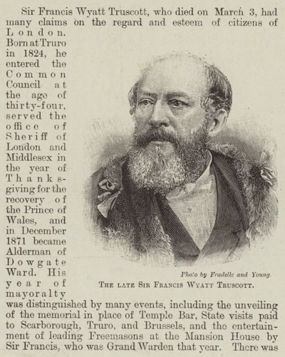 Den bortgångne Sir Francis Wyatt Truscott (gravyr) av English School