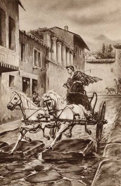 Livet på en gata i Pompeji under de stora dagarna innan staden försvann (färg litho) av English School