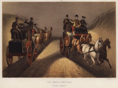 Mailmötet, "god natt" (färg litho) av English School