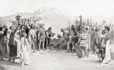 Mötet mellan Hannibal och Ceutrones, en keltisk stam i det antika Gallien, under hans korsning av Alperna 218 f.Kr., från Hutchinson