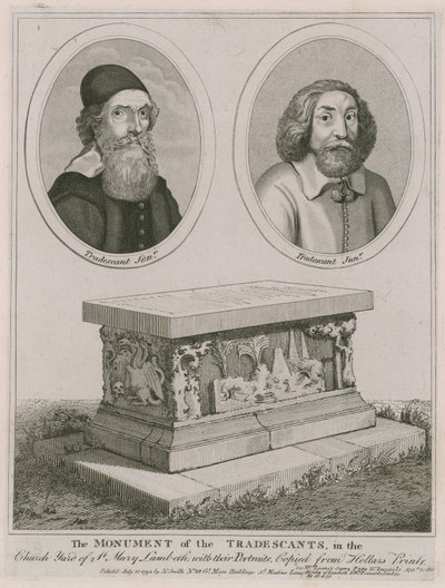 Monumentet av Tradescants på kyrkgården i St Mary, Lambeth av English School