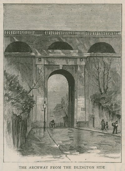 De nya anti-självmordsräckena vid Highgate Archway: valvet från Islington-sidan av English School